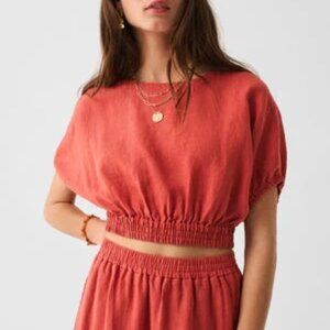 Faherty Cala Linen Top in Tandoori Spice NWOT size medium